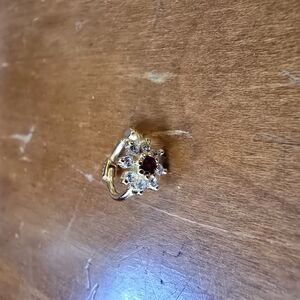 Elegant Gold and Red Floral Helix Piercing Earring